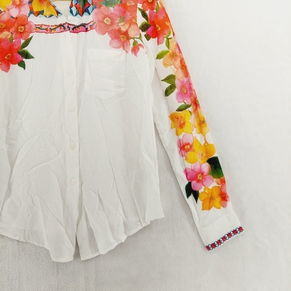 Desigual White Floral Laurene Summer Boho Shirt Blouse P6510 - Picture 4 of 9